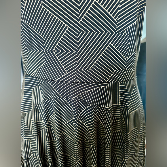 LuLaRoe Black & Gold Geometric Fit-and-Flare Midi Dress - Picture 3 of 5
